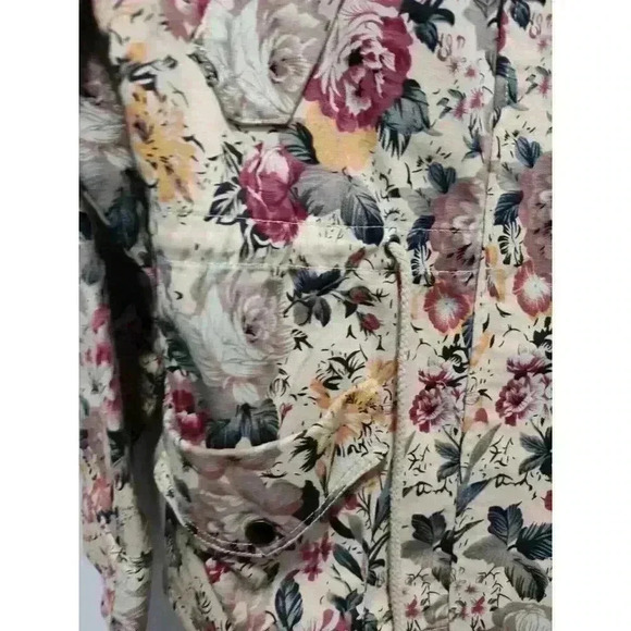 Margot Floral Hooded Full Zip Snap Button Coat Jacket With Pockets Size XSMALL - Picture 5 of 16